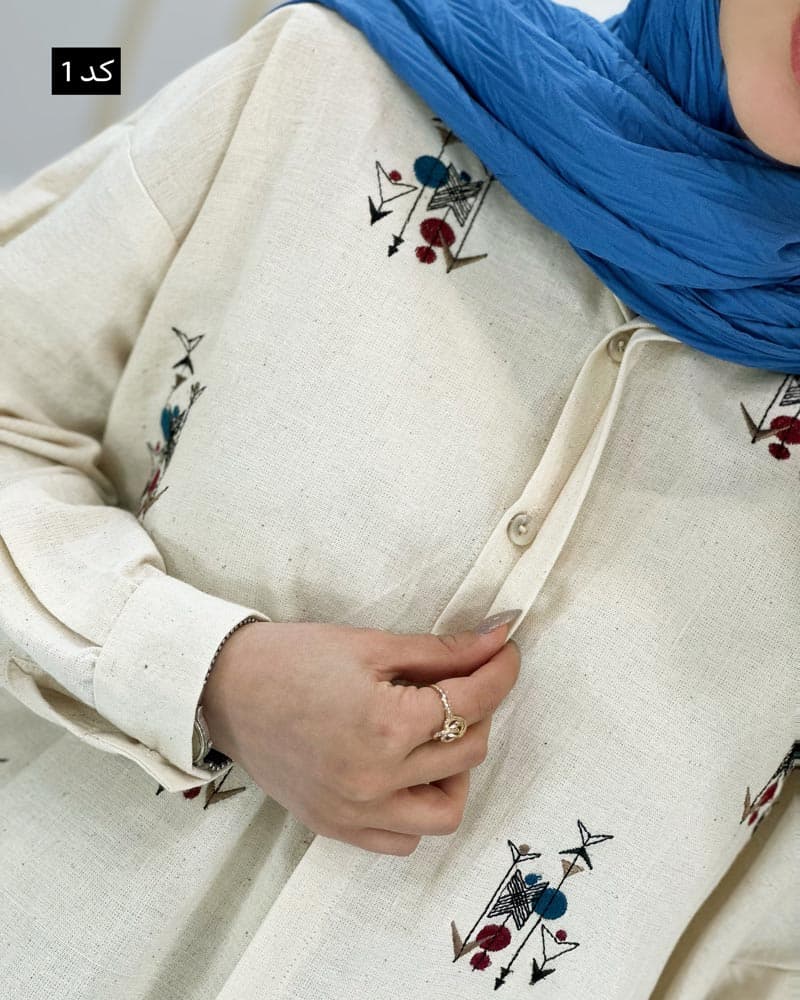 مانتو لینن گلدوزی کد۸۳۲۰۸ — تصویر ۳