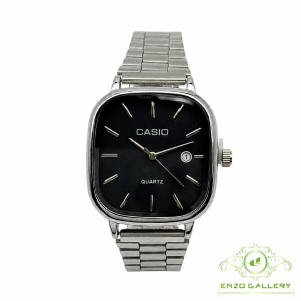 ساعت مچی مردانه کاسیو اولد مانی صفحه مشکی بند استیل‌رنگ casio c1015