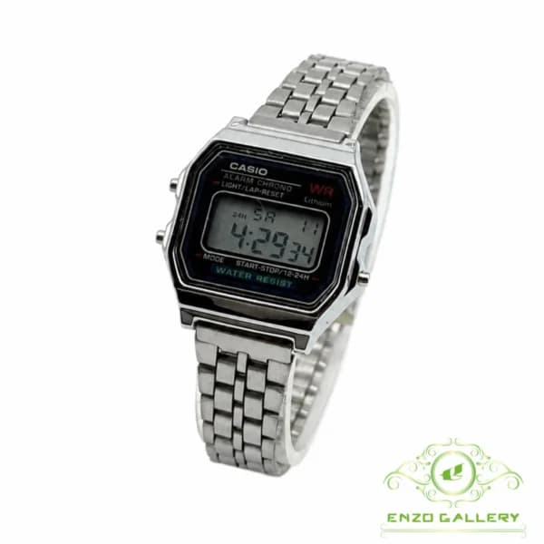 ساعت مچی مردانه کاسیو اولد مانی صفحه مشکی بند استیل‌رنگ casio c1015 — تصویر ۵