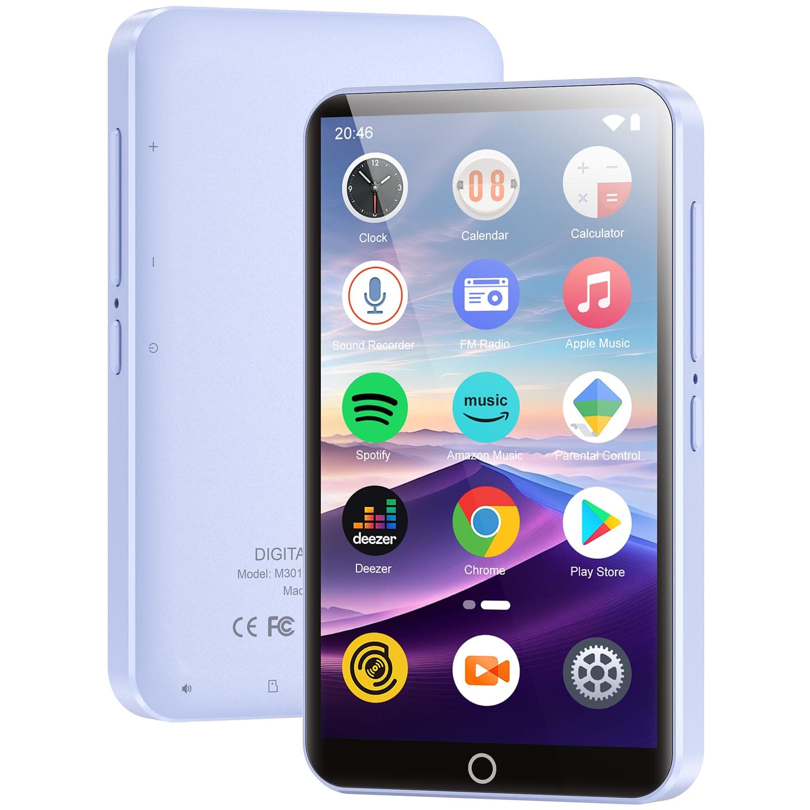 پخش کننده MP3 96 گیگابایتی با بلوتوث و وای فای، صفحه نمایش لمسی 4.02 اینچی، پخش کننده MP4 MP3، پخش کننده MP3 قابل حمل اندروید با Spotify، Audible، Amazon Music، Deezer، پخش کننده موسیقی HiFi با 96 گیگ
