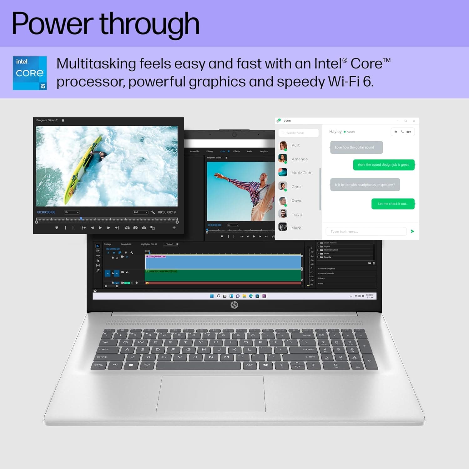 لپ تاپ 17.3 اینچی اچ پی، صفحه نمایش FHD، اینتل Core i5-1334U، 16 گیگابایت رم، 512 گیگابایت SSD، گرافیک Intel Iris Xe، Windows 11 Home، نقره طبیعی، پوشش و پایه رنگ 17-cn3399nr، صفحه کلید رول فریم قالب — تصویر ۴