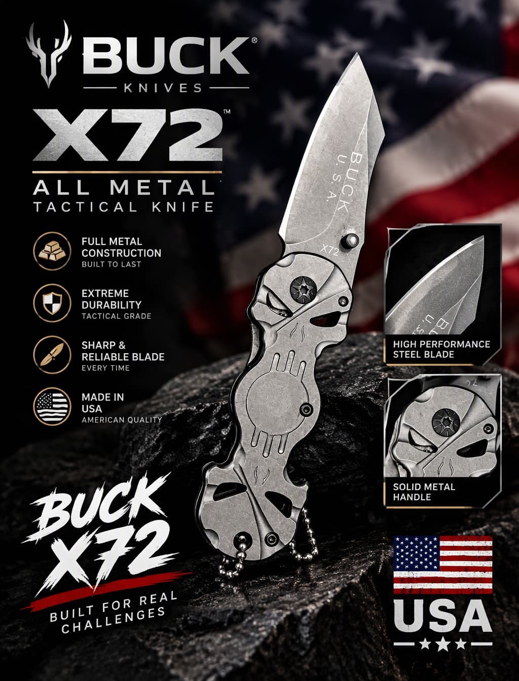 چاقو باک X72 تمام فلزی USA