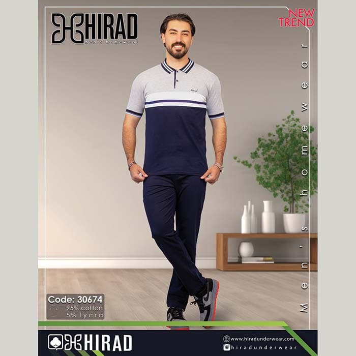 ست تیشرت و شلوار دورس مردانه مدل 30674 برند هیراد نخ پنیه سایز XXL کد 41448