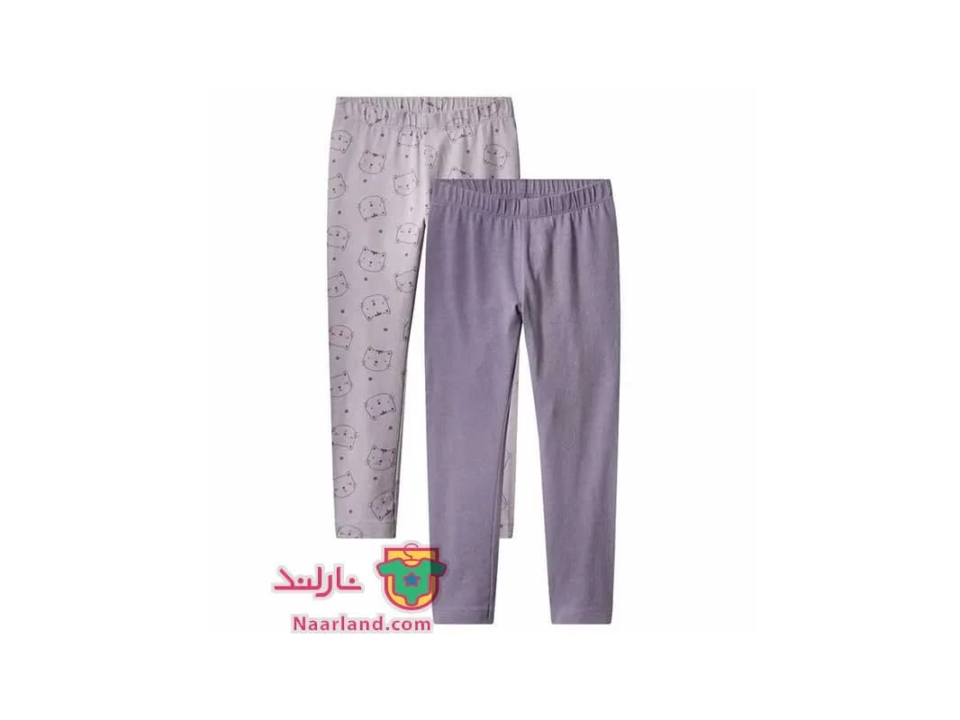 مجموعه ۲ عددی لگ نخی دخترانه لوپیلو یاسی رنگ طرح گربه