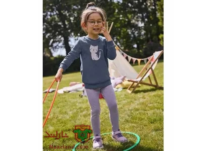مجموعه ۲ عددی لگ نخی دخترانه لوپیلو یاسی رنگ طرح گربه — تصویر ۵
