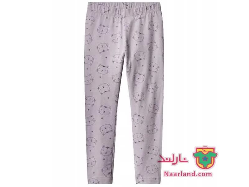 مجموعه ۲ عددی لگ نخی دخترانه لوپیلو یاسی رنگ طرح گربه — تصویر ۳