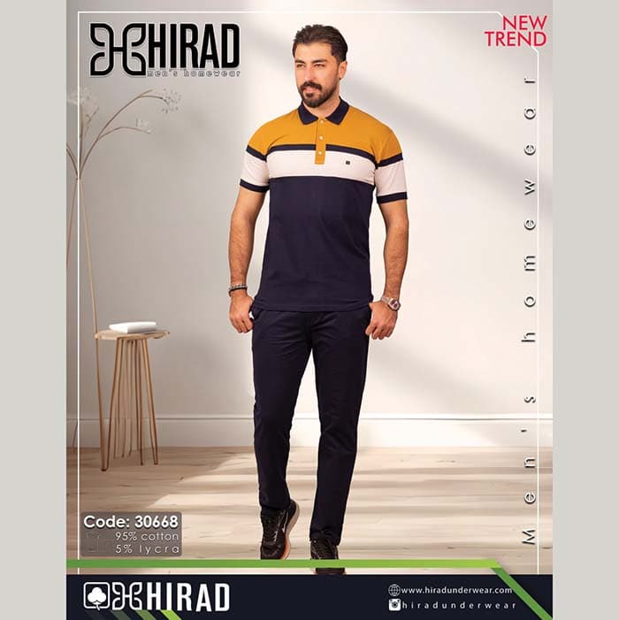 ست تیشرت و شلوار دورس مردانه مدل 30668 برند هیراد نخ پنیه سایز XL کد 41504