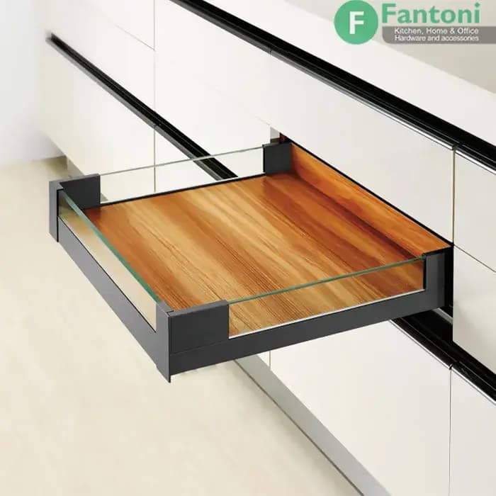 ریل بدنه‌دار اسلیم شیشه اینر با براکت و فرانت شیشه فانتونی مدل B524-B530
