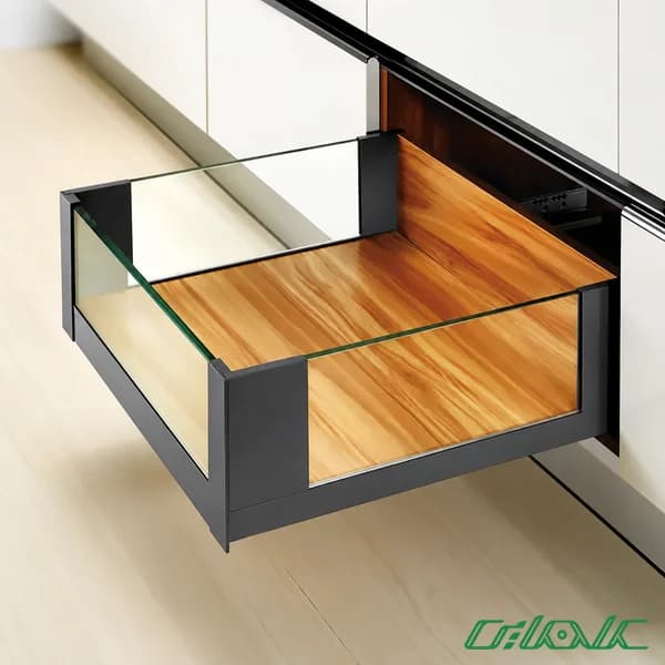 ریل بدنه‌دار اسلیم شیشه اینر با براکت و فرانت شیشه فانتونی مدل B524-B530 — تصویر ۴