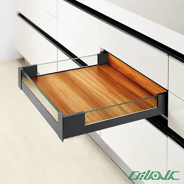 ریل بدنه‌دار اسلیم شیشه اینر با براکت و فرانت شیشه فانتونی مدل B524-B530 — تصویر ۳