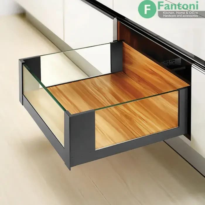 ریل بدنه‌دار اسلیم شیشه اینر با براکت و فرانت شیشه فانتونی مدل B524-B530 — تصویر ۲