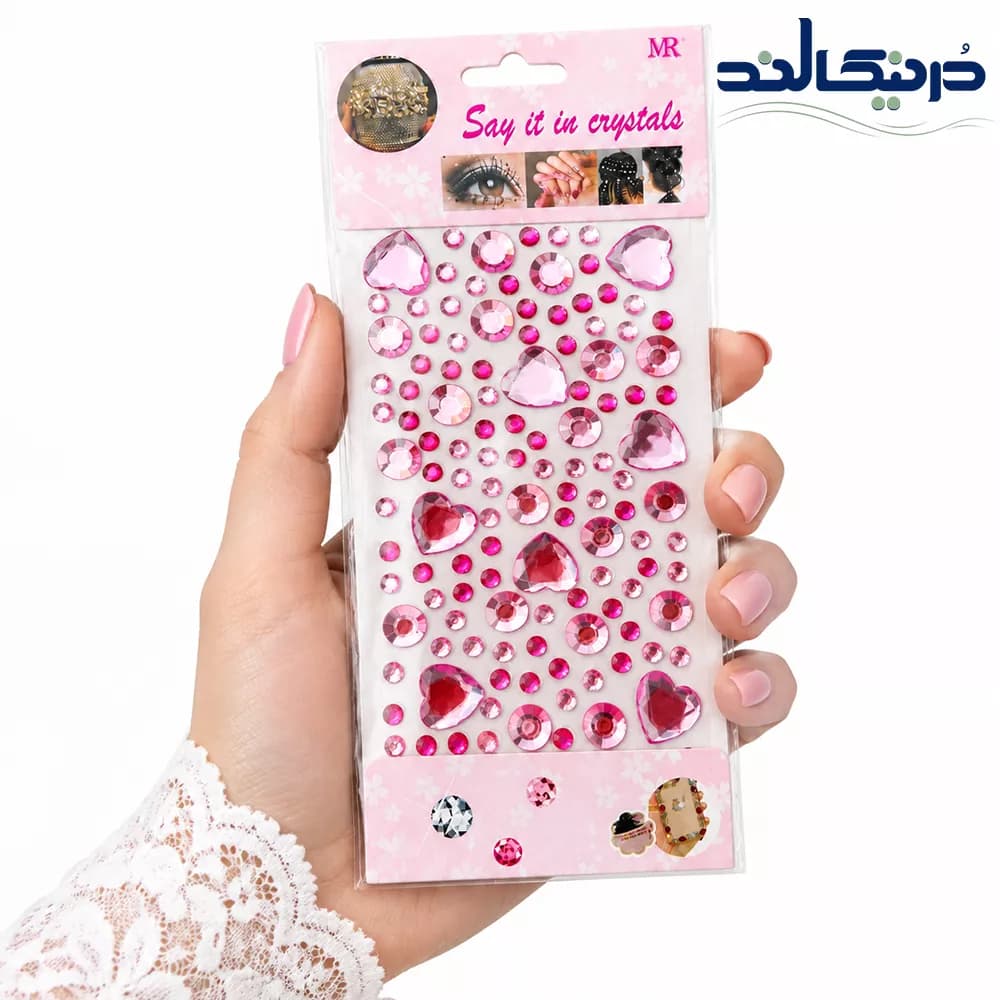 نگین چسبی صورتی مدل قلبی — تصویر ۴