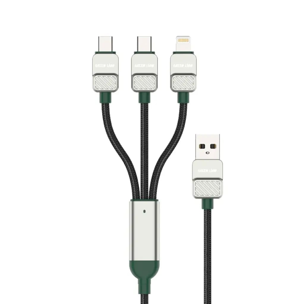 کابل بافته‌شده ۳ در ۱ گرین لاین (GN3N1EACGN) Green Lion 3-in-1 Braided Cable