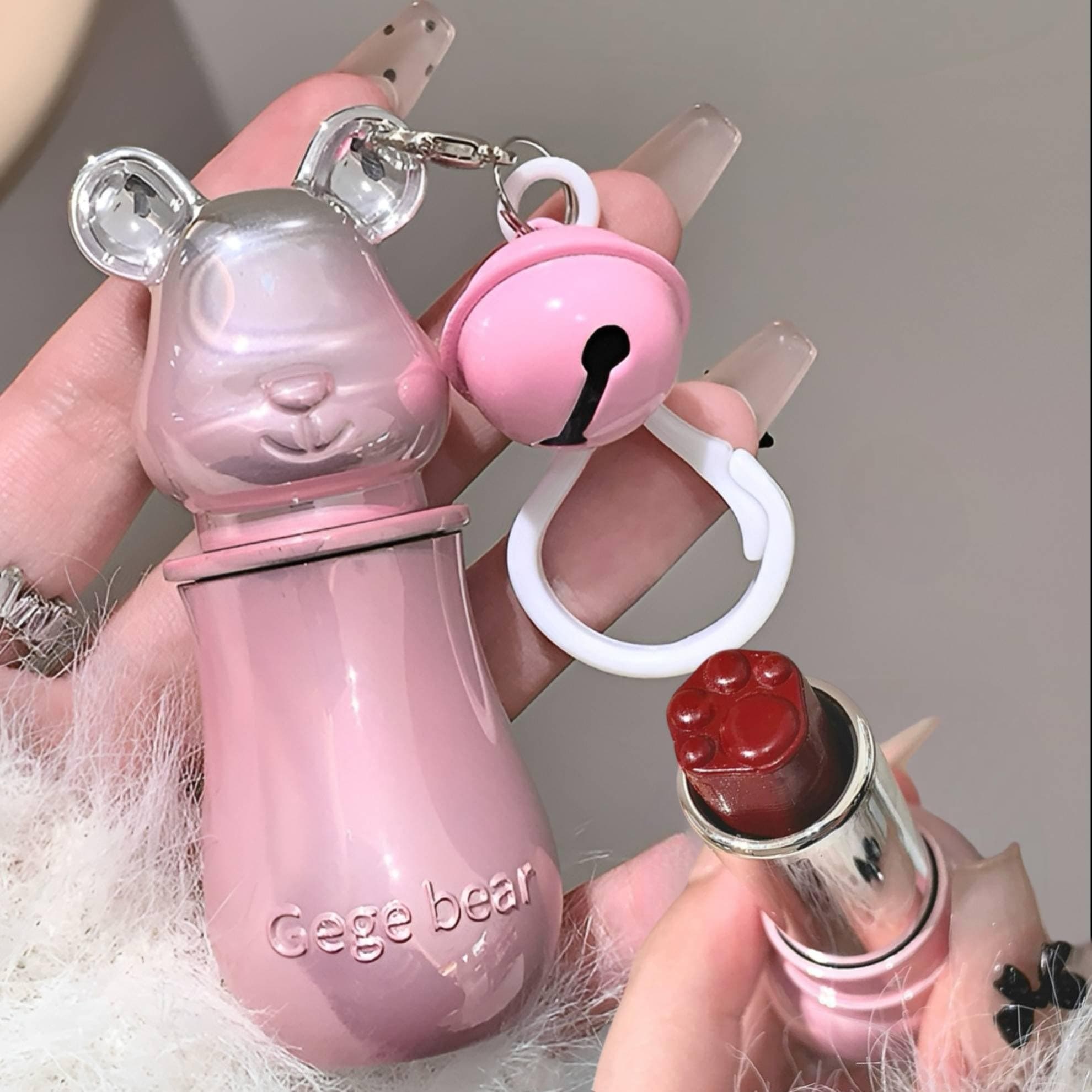 رژ لب لیپ استیک خرسی جی جی بیر GEGE BEAR دارای سری جاکلیدی اورجینال وارداتی — تصویر ۵
