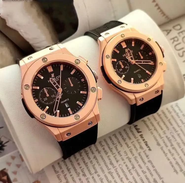 ست ساعت مچی مردانه و زنانه Hublot (رزگلد) کد 4561