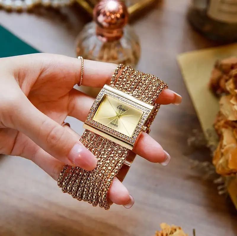 ساعت مچی کاکاچی مکعبی خاص (رز گلد) کد 4555 — تصویر ۴