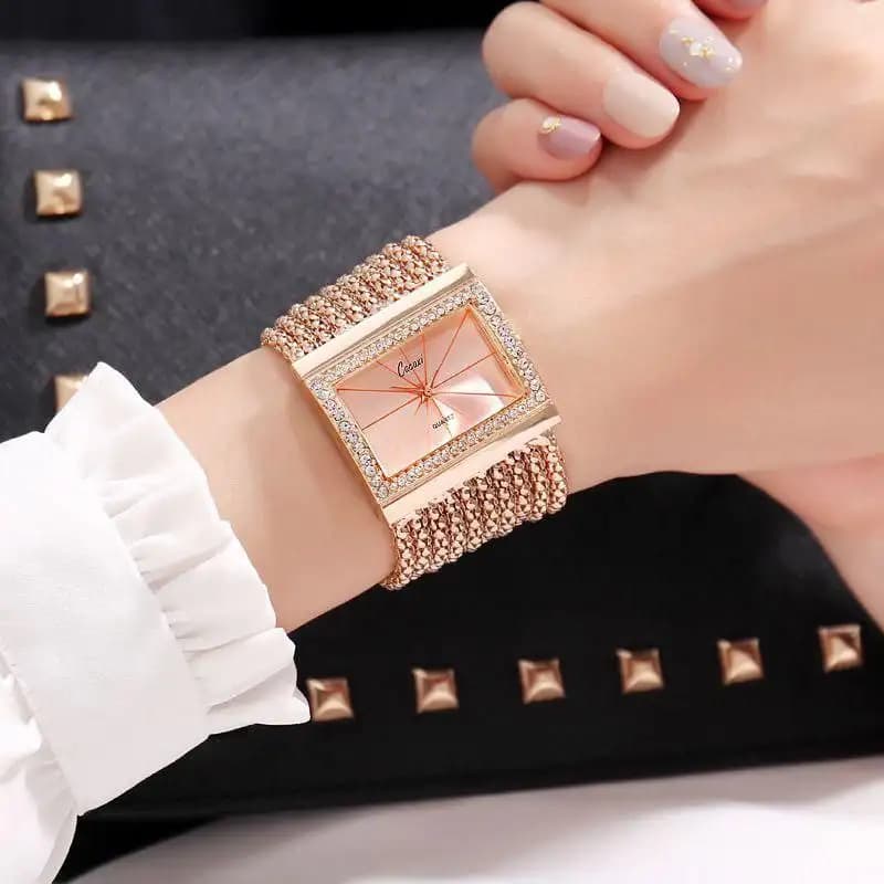 ساعت مچی کاکاچی مکعبی خاص (رز گلد) کد 4555