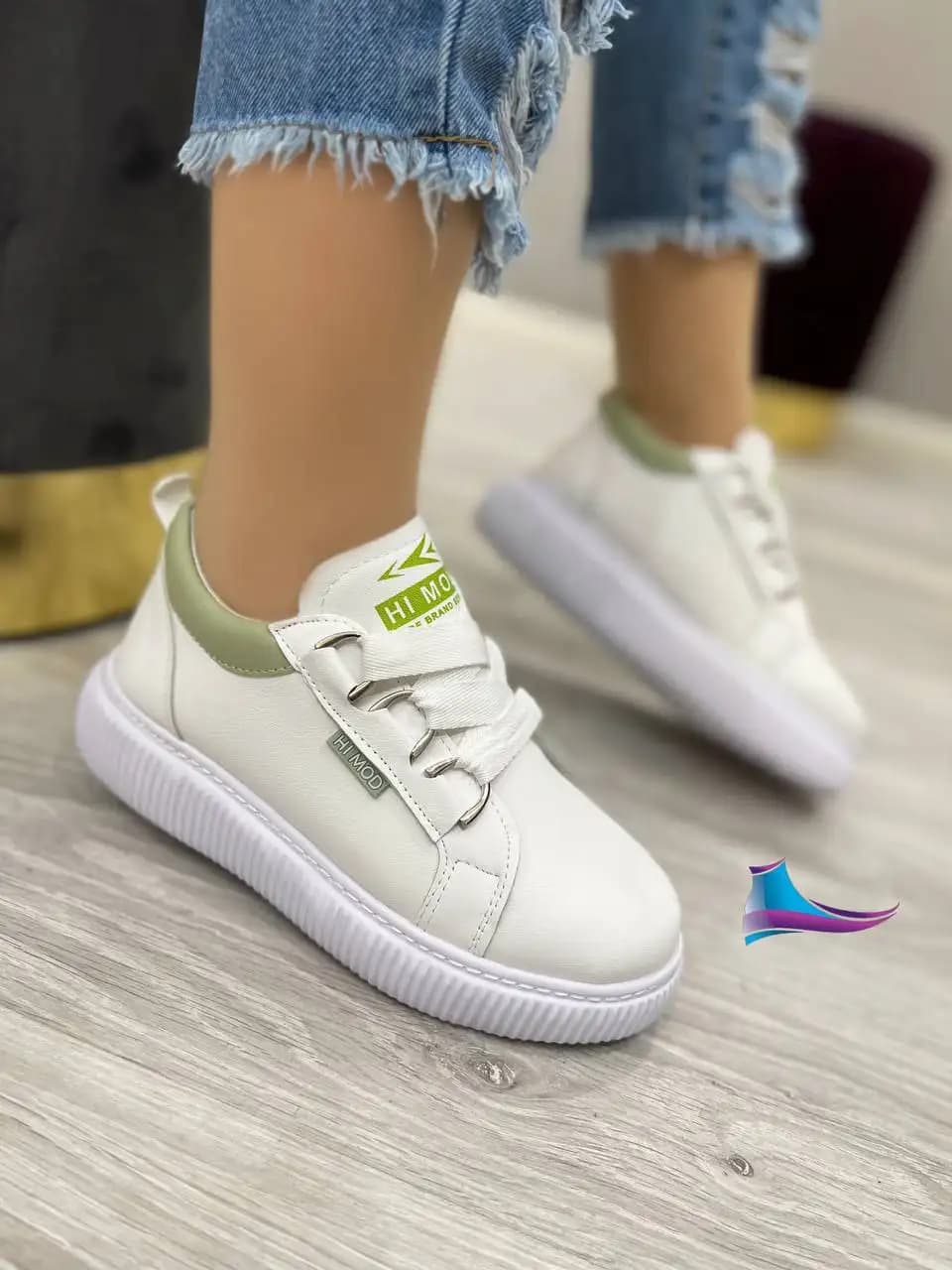 کتونی زیره پیو (سفید-سبز) کد 4536