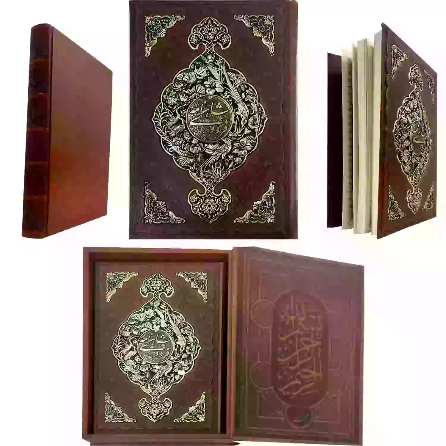 کتاب نفیس شاهنامه رحلی گلاسه چرم جعبه دار طرح مس کد 125730 — تصویر ۸
