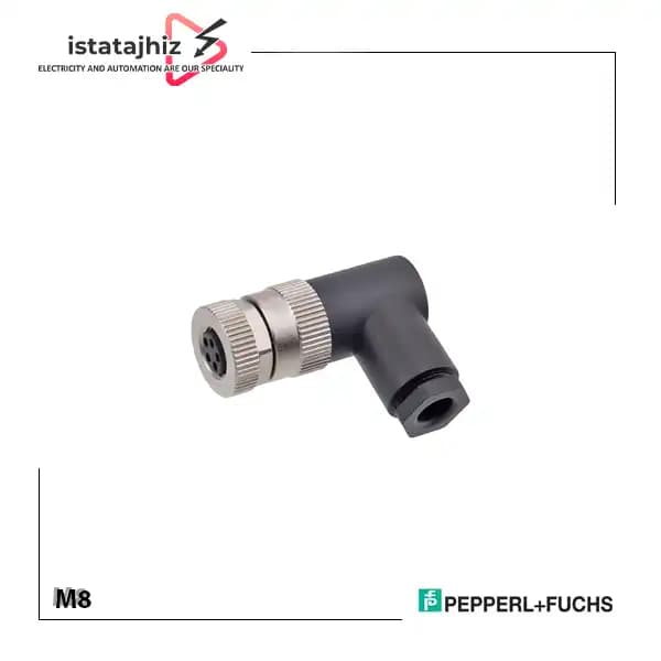 سوکت M8 مادگی 5 پین زاویه‌دار 90 درجه