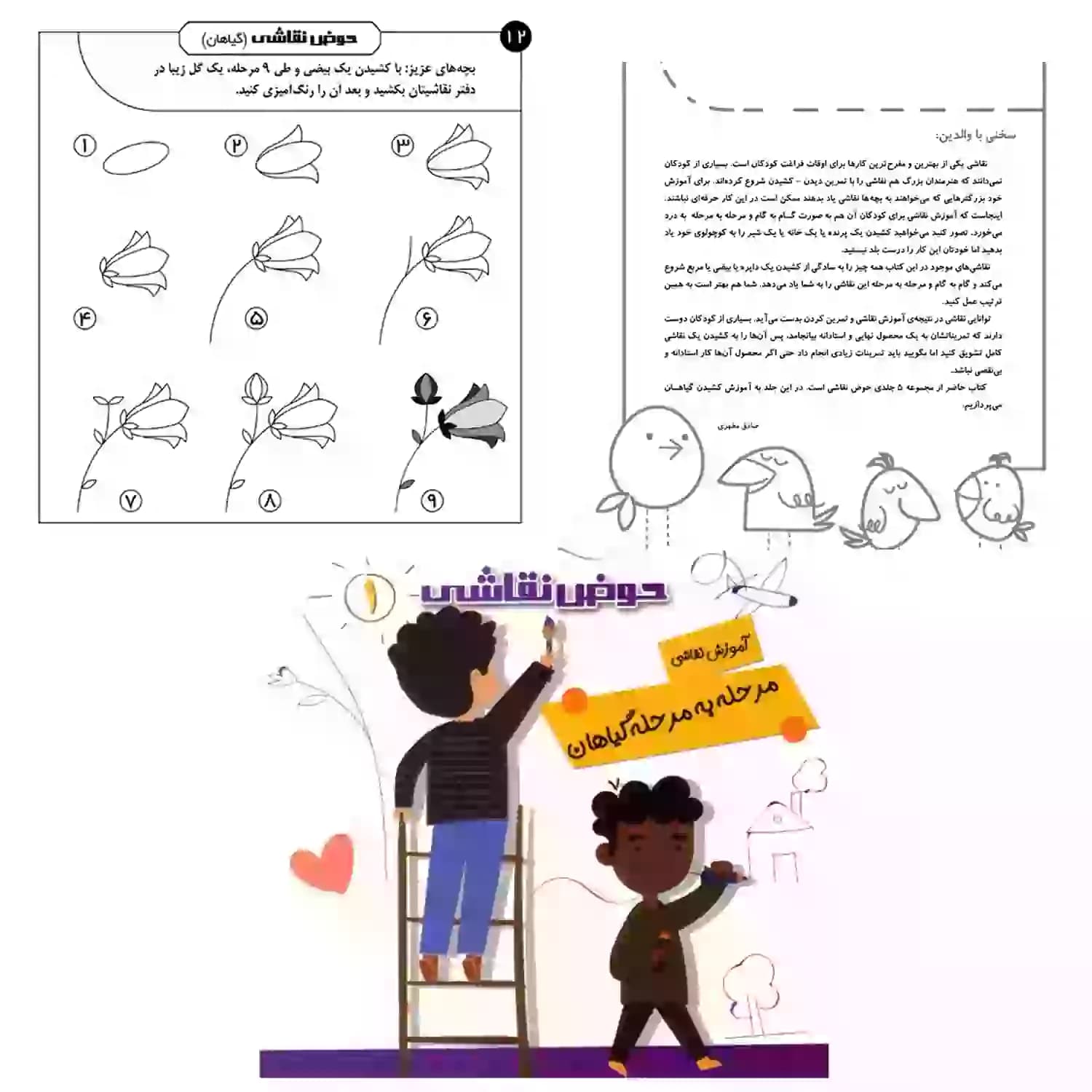 کتاب حوض نقاشی جلد1-آموزش نقاشی مرحله به مرحله-گیاهان- نشر یلداکتاب کد 103781 — تصویر ۸