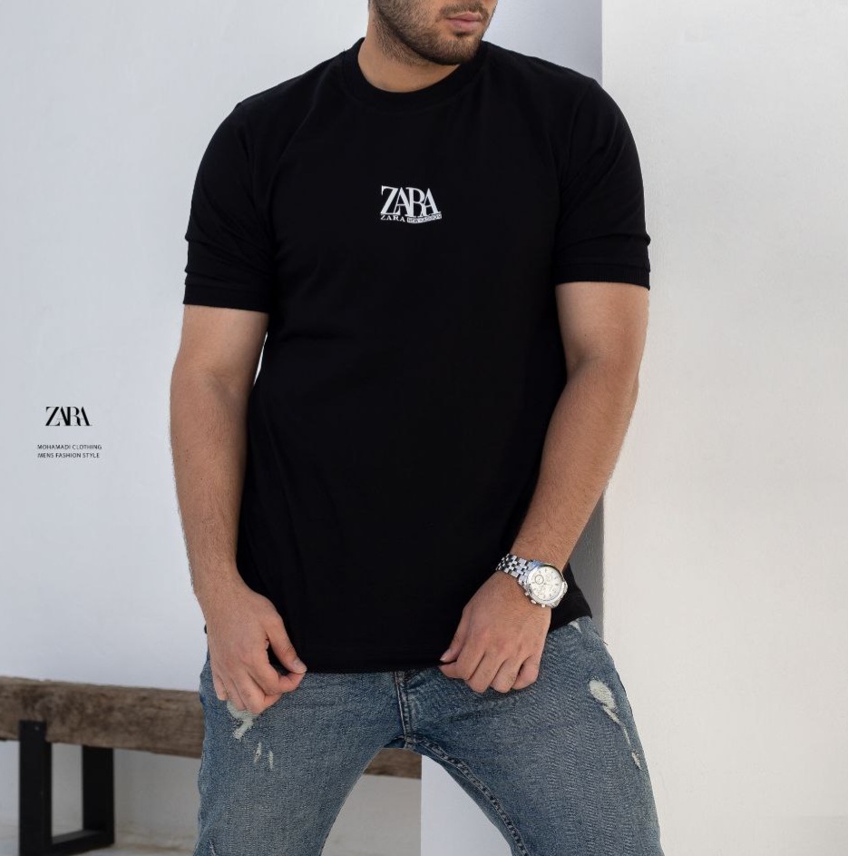 تیشرت مردانه زارا Zara رنگ مشکی آسیتن کش