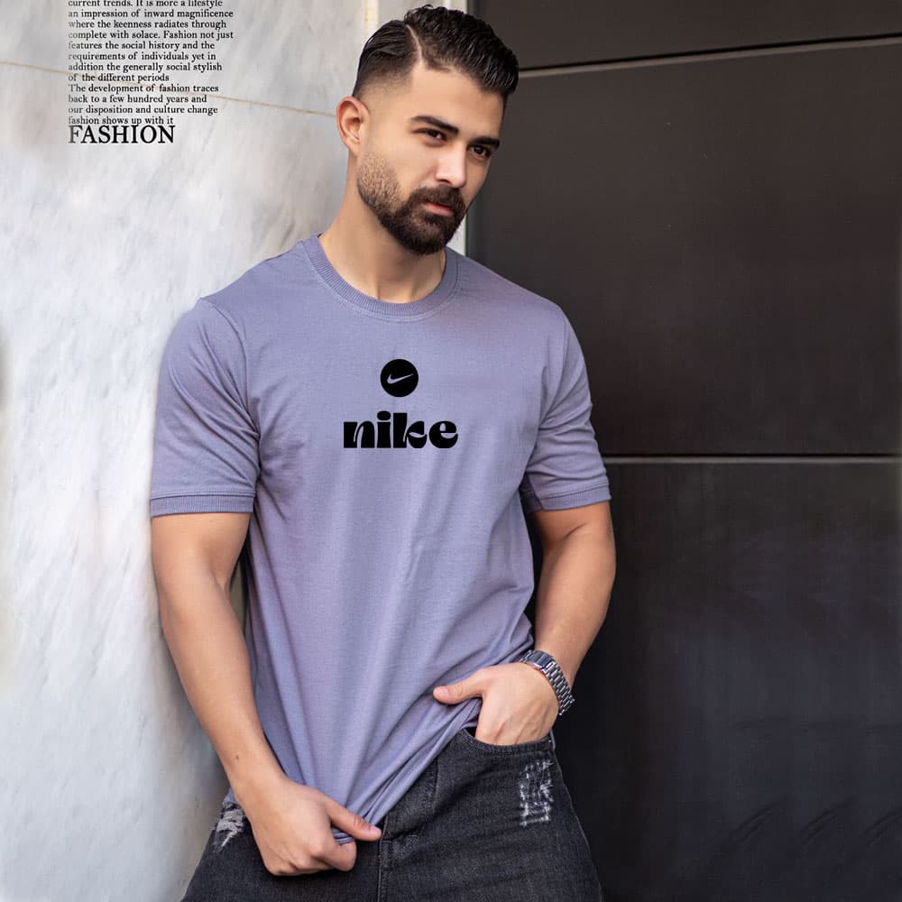 تیشرت مردانه 2 NIKE طوسی مدل آستین و یقه کش