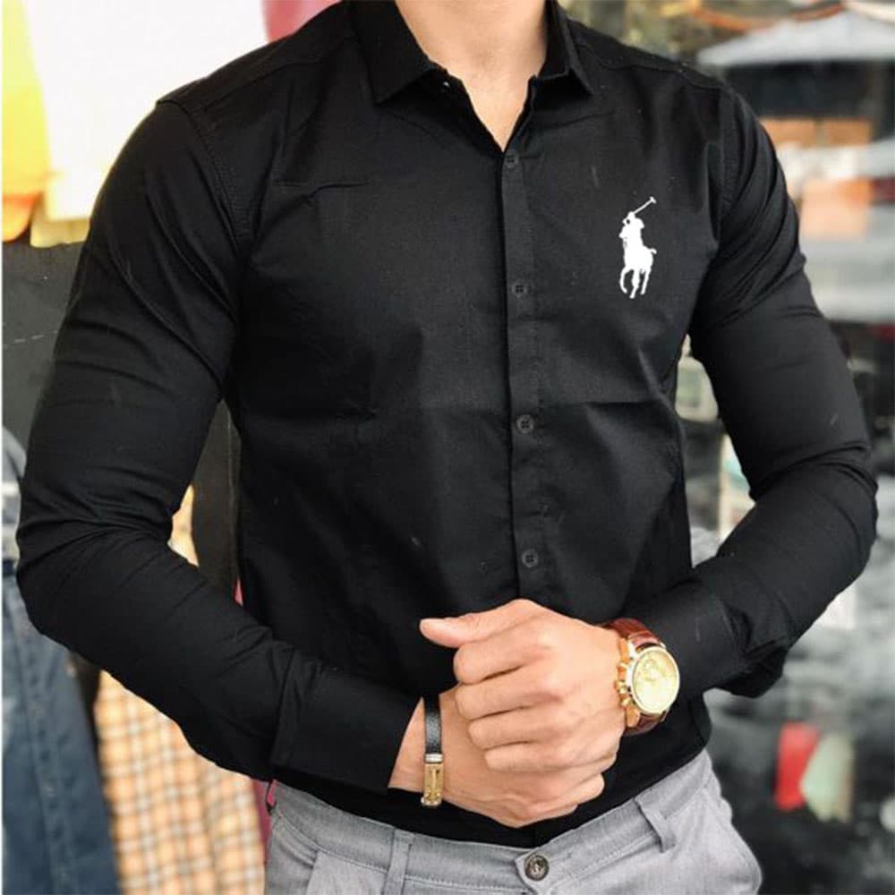 پیراهن آستین بلند مردانه رنگ مشکی پولو polo