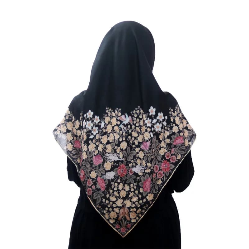 روسری گل و مرغ مشکی وال نخ 140در140-ماهد کد 00204222