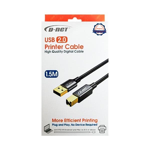 کابل پرینتر USB کانکتور فلزی دی نت طول 1.5 متر — تصویر ۲