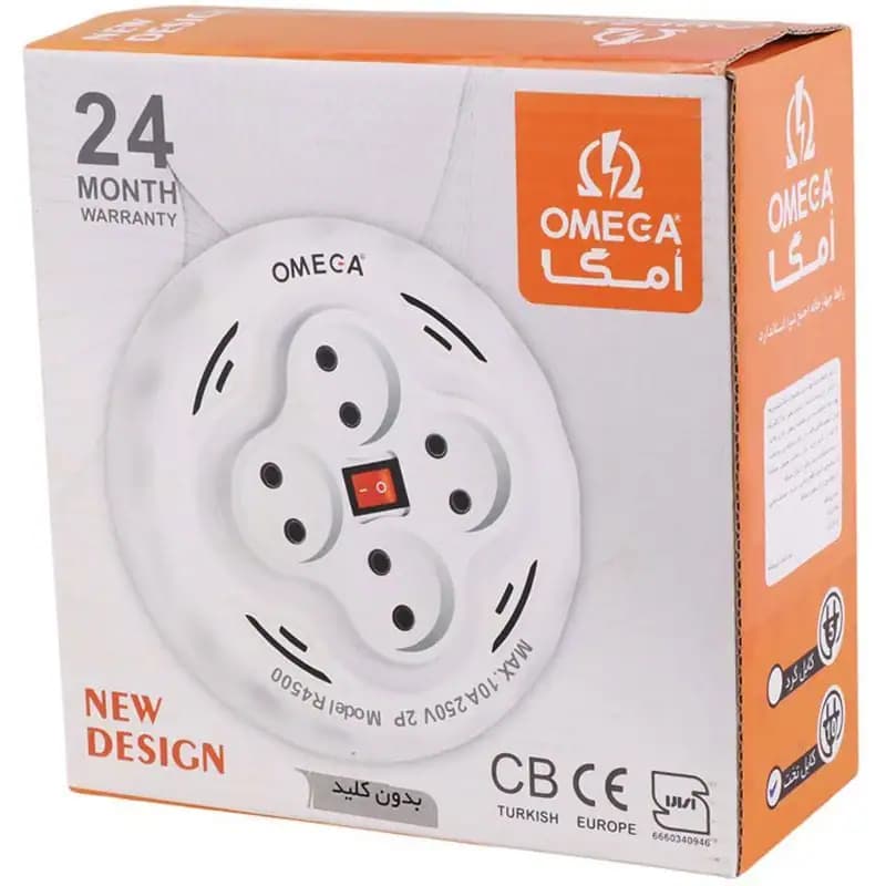 چهار راهی برق امگا مدل R4500 با کابل ۱۰ متری جمع شو — تصویر ۲