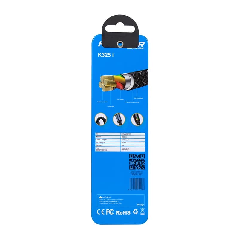 کابل تبدیل USB به Lightining کینگ استار مدل K325i طول 1 متر — تصویر ۳