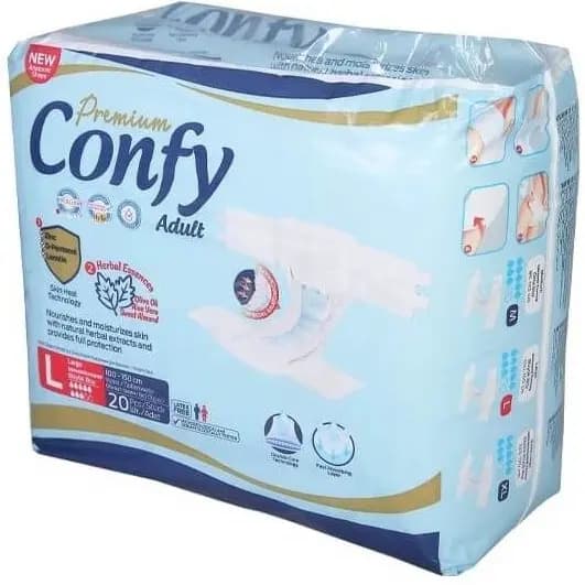 پوشک بزرگسال کانفی سایز بزرگ بسته 20 عددی – Confy Premium — تصویر ۲