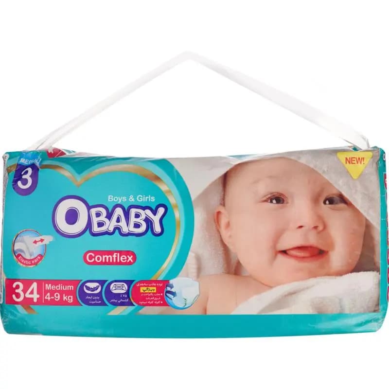 پوشک بچه او بیبی سایز 3 بسته 34 عددی – OBaby Comflex
