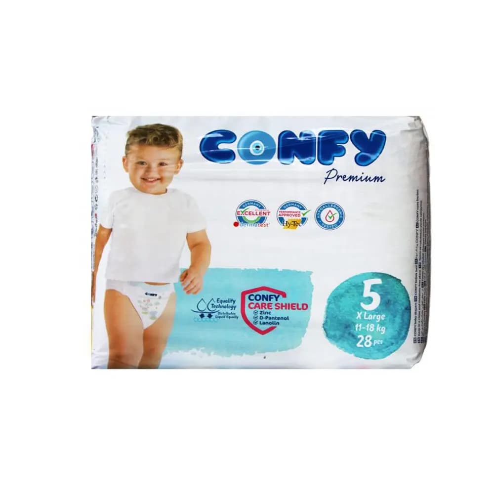 پوشک بچه کانفی (دوبل) سایز 5 بسته 28 عددی (چسبی) Confy Premium