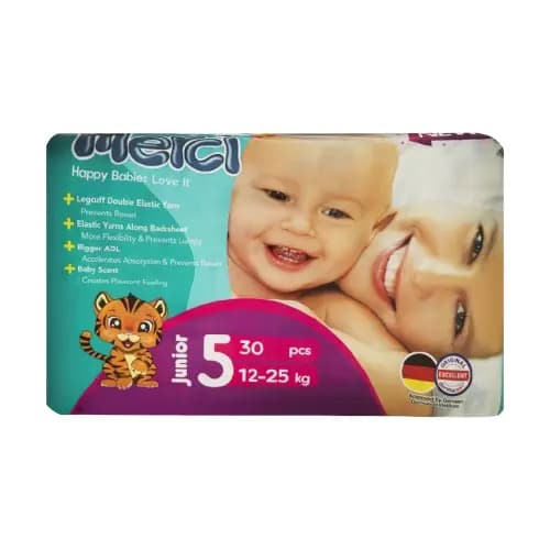 پوشک بچه مرسی (دوبل) سایز 5 بسته 30 عددی – Merci Junior — تصویر ۲