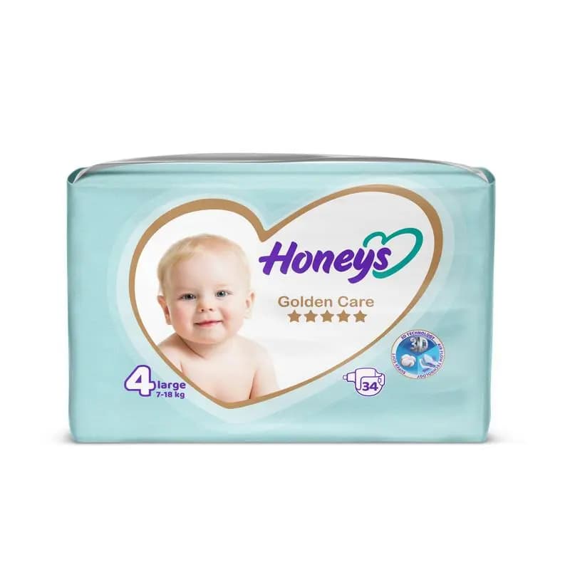 پوشک بچه هانیز سایز 4 بسته 34 عددی – Honeys Large