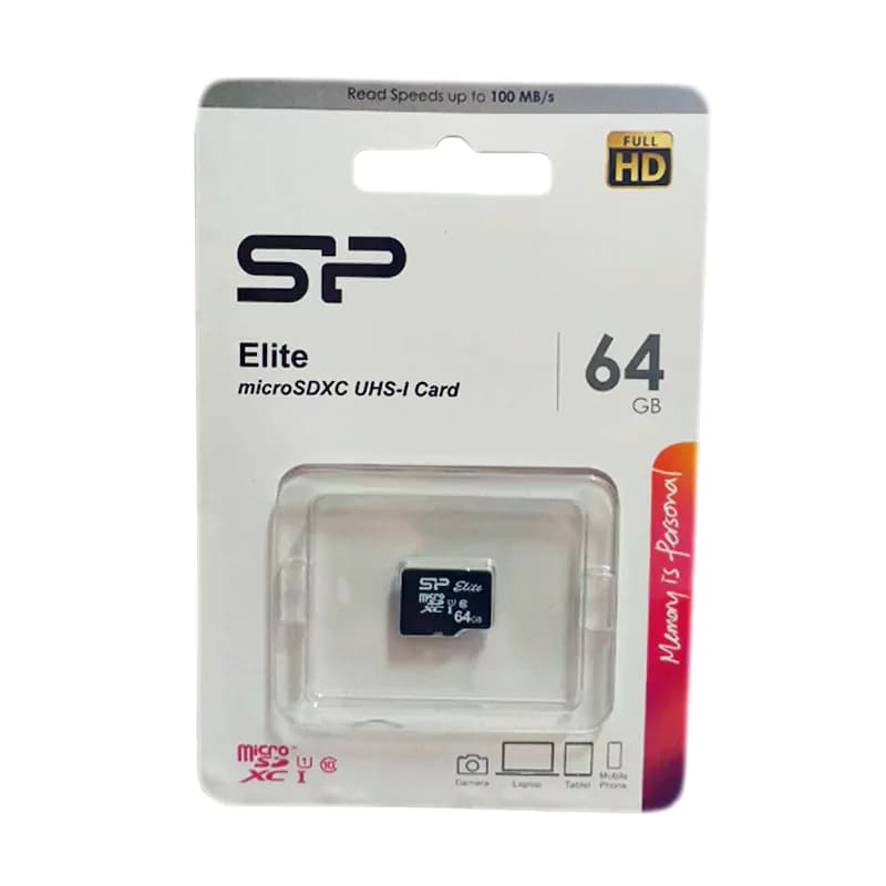 کارت حافظه سیلیکون پاور مدل microSDXC Elite UHS-I U1 کلاس 10 استاندارد سرعت 100MBps ظرفیت 64 گیگابایت