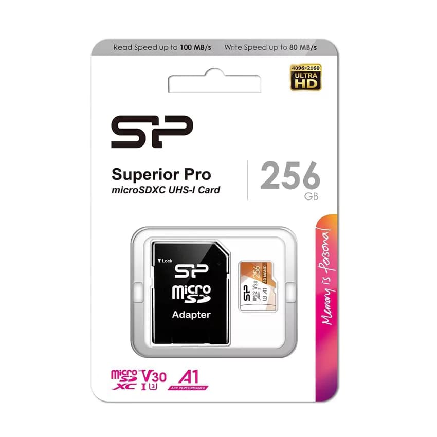 کارت حافظه سیلیکون پاور مدل microSDXC Superior UHS-I U3 کلاس 10 استاندارد سرعت 100MBps ظرفیت 256 گیگابایت