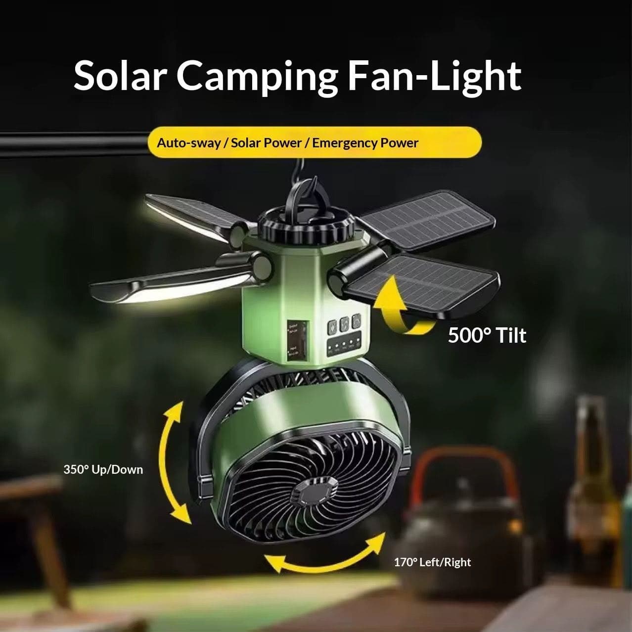 پنکه خورشیدی چندمنظوره مدل F6611 با چراغ LED — تصویر ۲