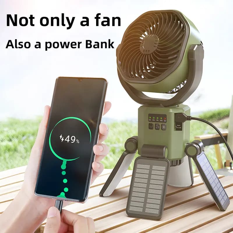 پنکه خورشیدی چندمنظوره مدل F6611 با چراغ LED — تصویر ۶