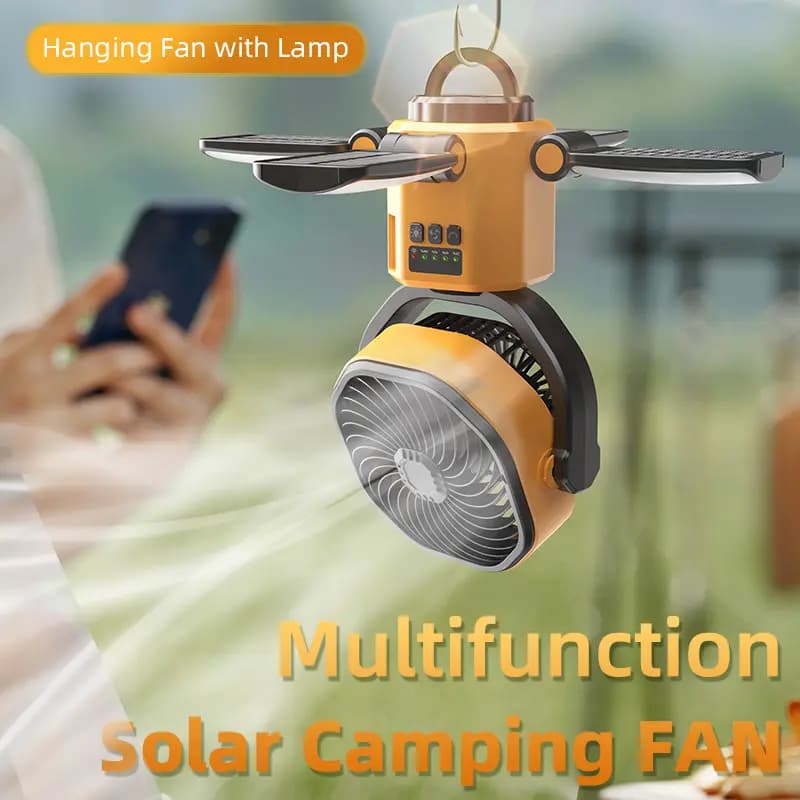 پنکه خورشیدی چندمنظوره مدل F6611 با چراغ LED — تصویر ۴