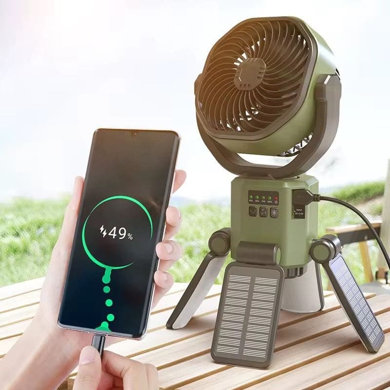 پنکه خورشیدی چندمنظوره مدل F6611 با چراغ LED — تصویر ۸