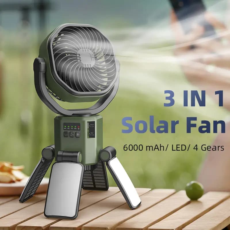 پنکه خورشیدی چندمنظوره مدل F6611 با چراغ LED