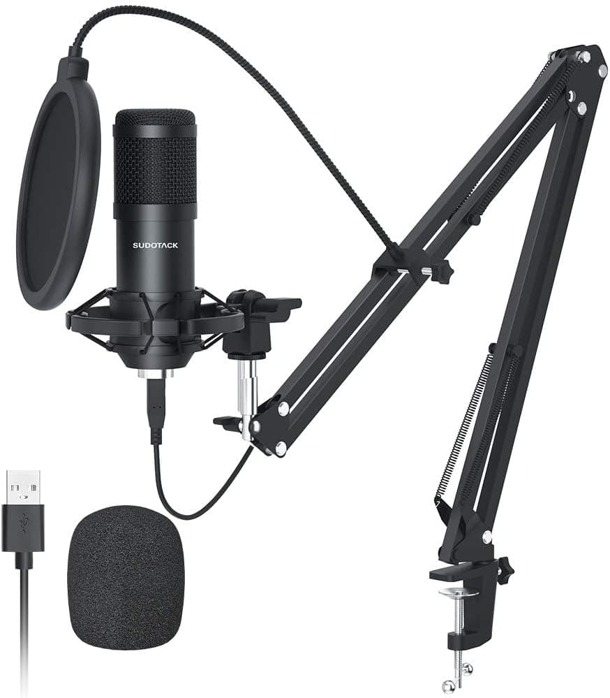 میکروفون کندانسر سودوتک مدل USB استودیویی | SUDOTACK USB Gaming Microphone with Arm