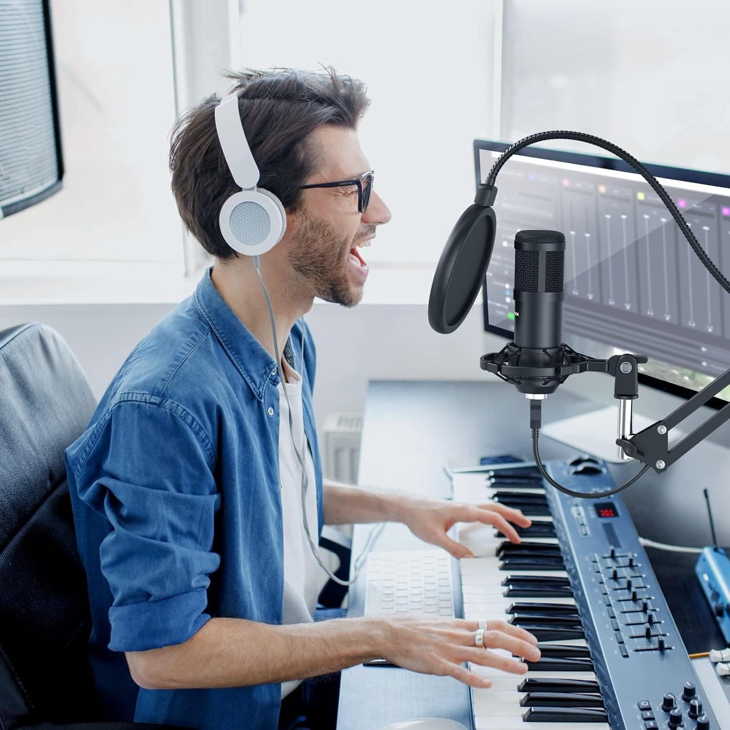 میکروفون کندانسر سودوتک مدل USB استودیویی | SUDOTACK USB Gaming Microphone with Arm — تصویر ۵