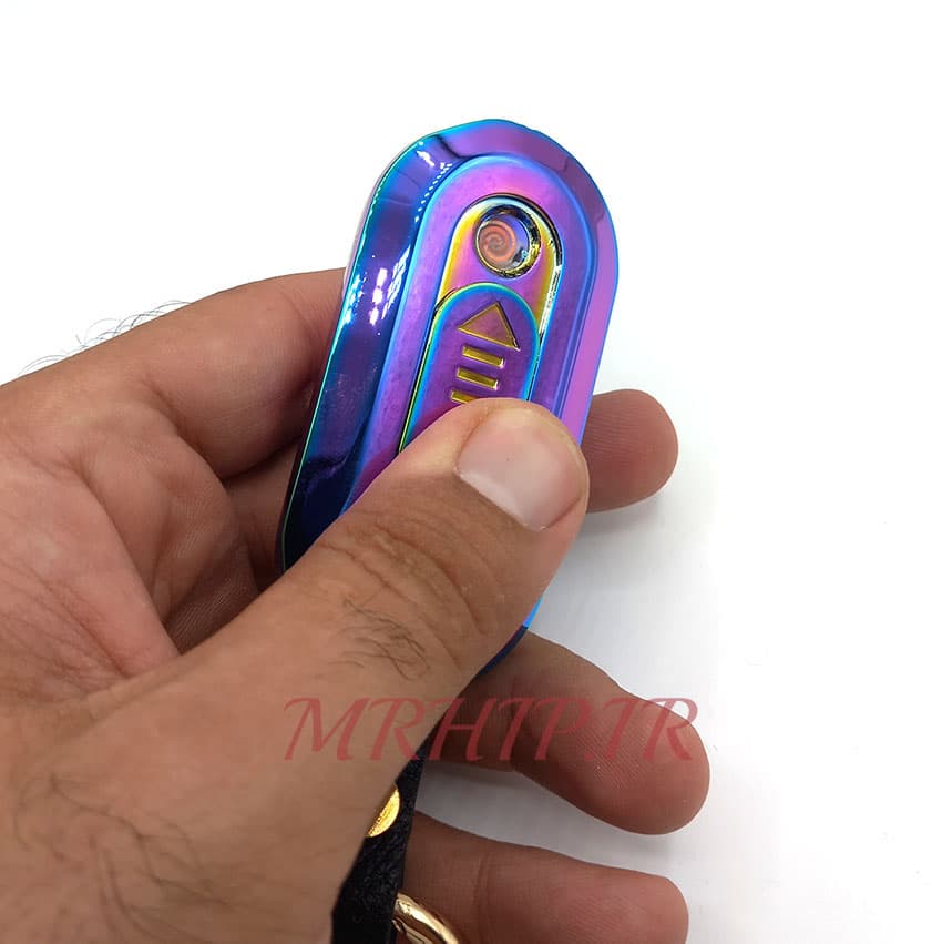 فندک ساعت الکتریکی شارژی مدل المنتی رنگ هفت رنگ کد a140034 — تصویر ۲