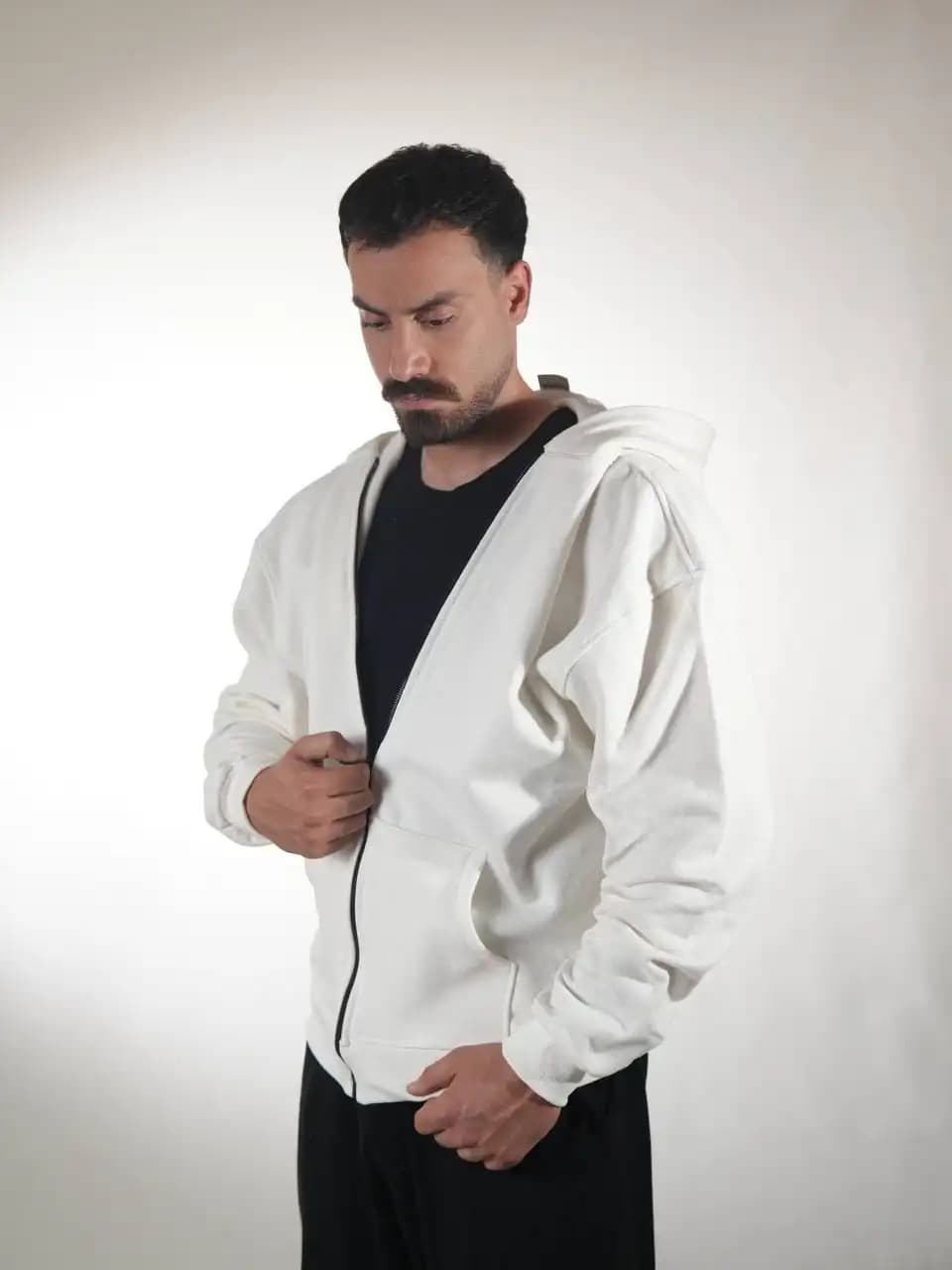 سویشرت بیسیک سه نخ داخل کرک سفید