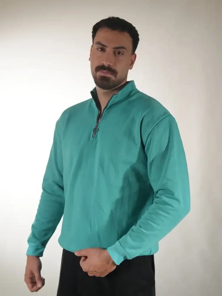 نیم زیپ بیسیک اسپان آبی فیروزه ای سایز 3XL