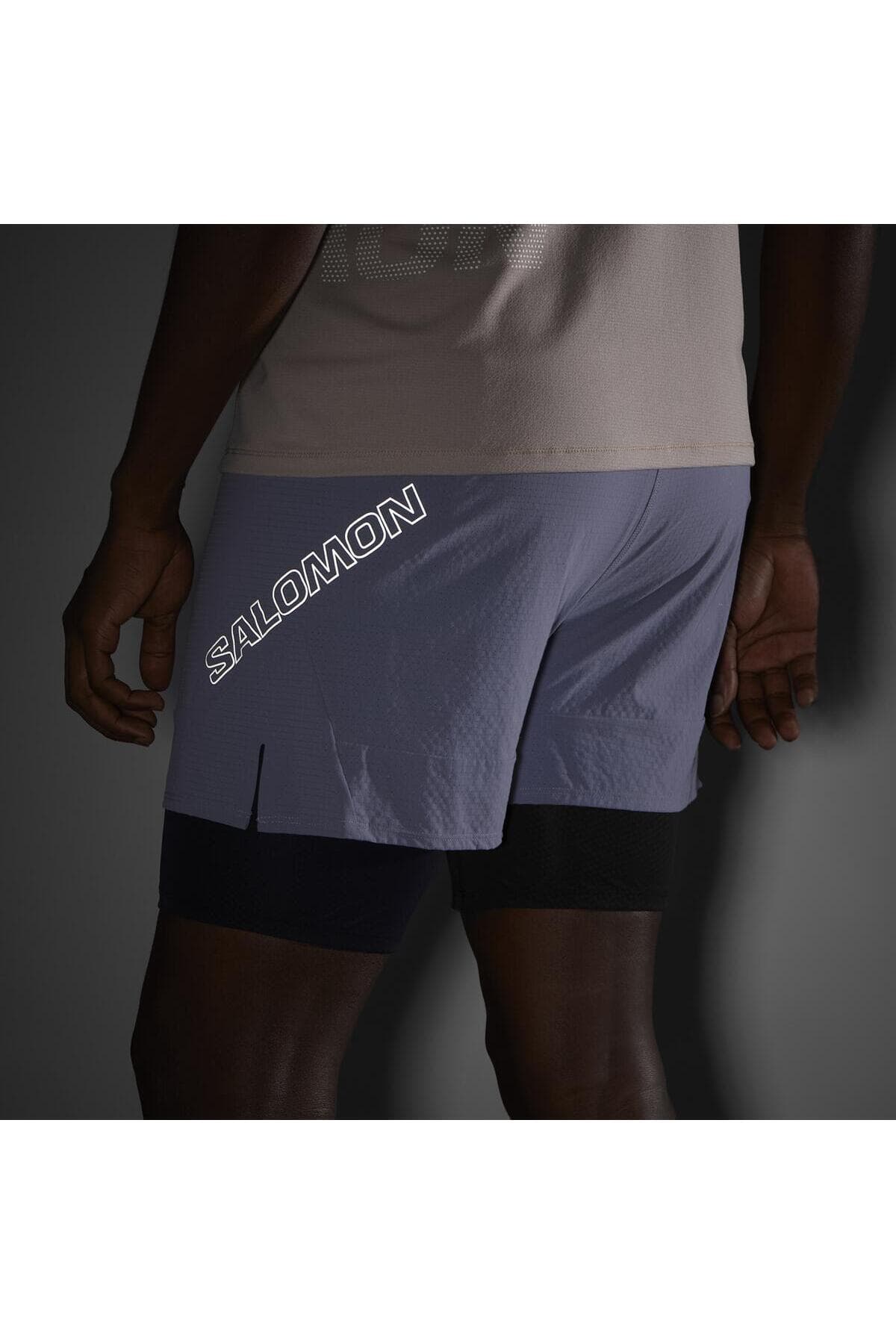 شورت ورزشی سالومون مردانه پارچه مشکی راسته Regular/رگولار دامن کوتاه اسپرت | Salomon LC2433900 BD — تصویر ۵